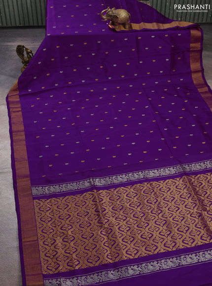 Purple  Uppada Silk Saree Paisley Buttas