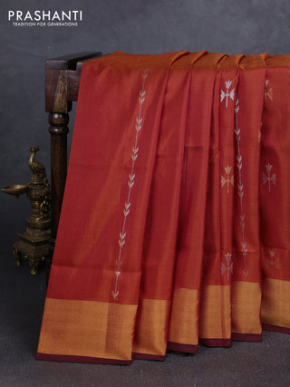 Orange & Red  Uppada Silk Saree - Zari Weaves