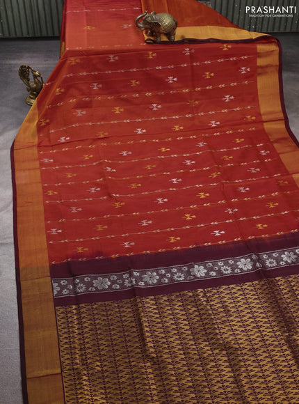 Orange & Red  Uppada Silk Saree - Zari Weaves
