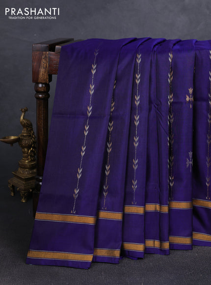 Navy Blue  Uppada Silk Saree - Zari Weaves