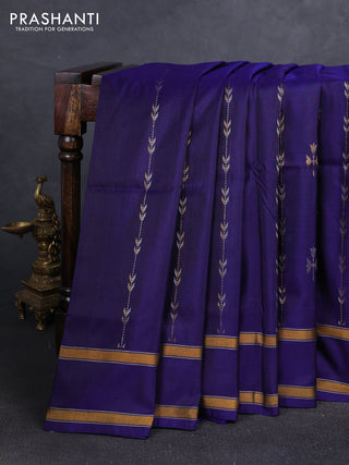 Navy Blue  Uppada Silk Saree - Zari Weaves
