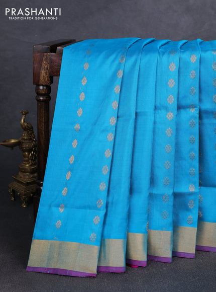 Cs Blue  Uppada Silk Saree - Buttas