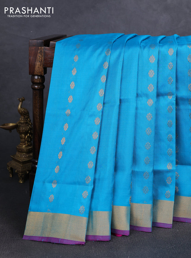 Cs Blue  Uppada Silk Saree - Buttas