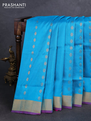 Cs Blue  Uppada Silk Saree - Buttas