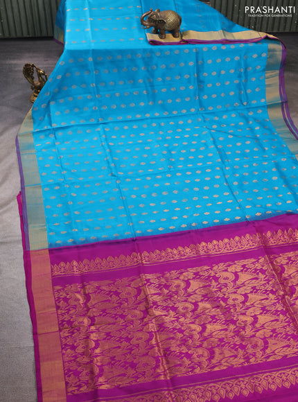 Cs Blue  Uppada Silk Saree - Buttas
