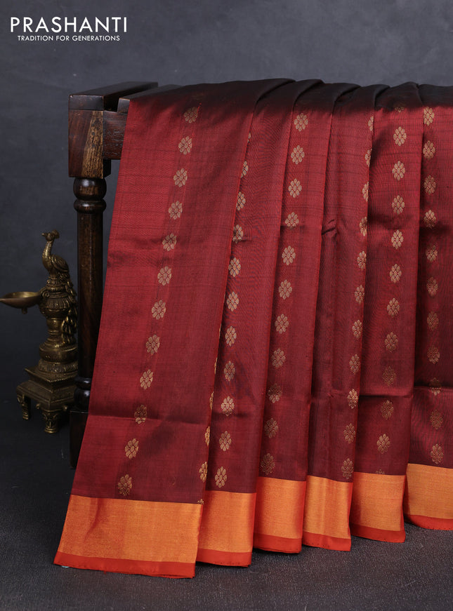 Rustic Orange  Uppada Silk Saree -  Buttas