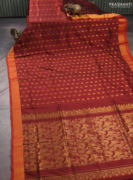Rustic Orange  Uppada Silk Saree -  Buttas