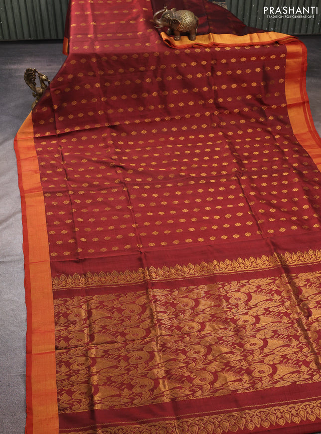 Rustic Orange  Uppada Silk Saree -  Buttas