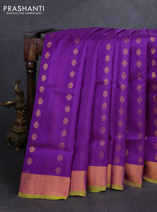 Purple & Green  Uppada Silk Saree - Buttas
