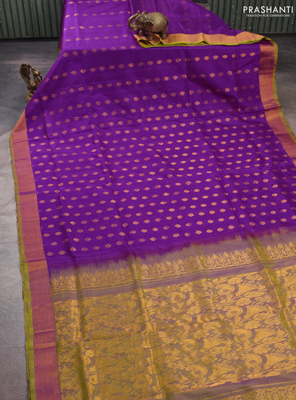 Purple & Green  Uppada Silk Saree - Buttas