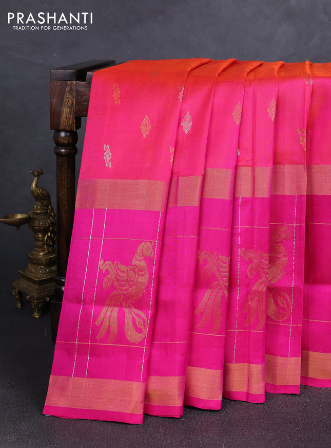 Pink  Uppada Silk Saree - Buttas