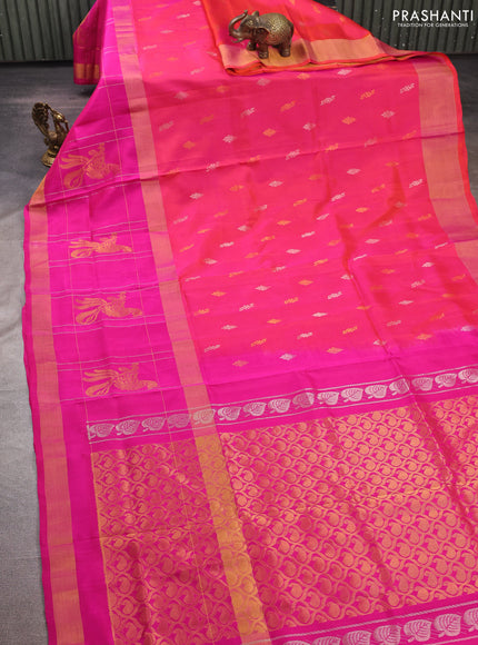 Pink  Uppada Silk Saree - Buttas