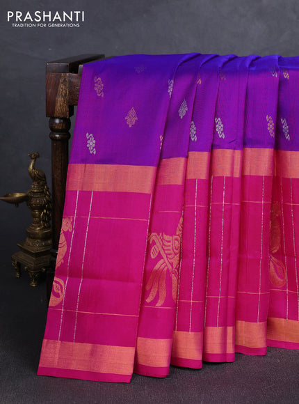 Purple & Pink  Uppada Silk Saree - Buttas
