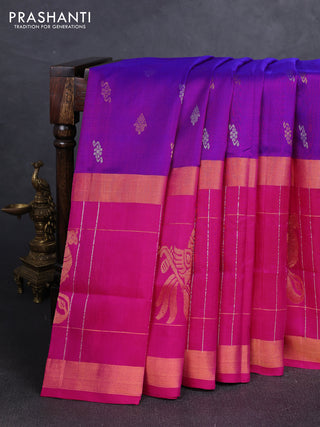 Purple & Pink  Uppada Silk Saree - Buttas