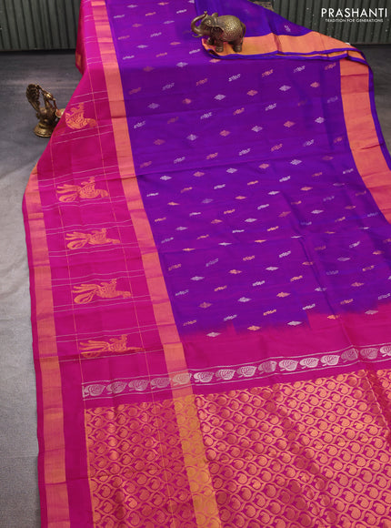 Purple & Pink  Uppada Silk Saree - Buttas