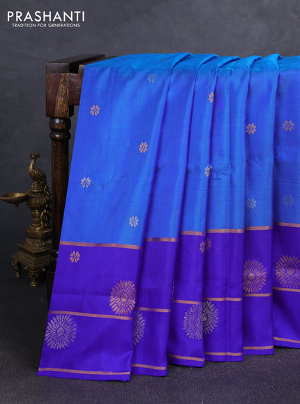 Blue & Violet   Uppada Silk Saree -  Buttas