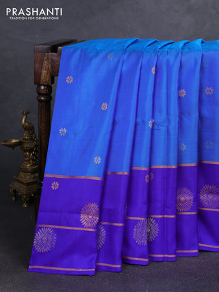 Blue & Violet   Uppada Silk Saree -  Buttas