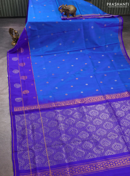 Blue & Violet   Uppada Silk Saree -  Buttas