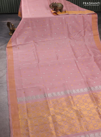 Pastel Pink  Uppada Silk Saree -  Buttas