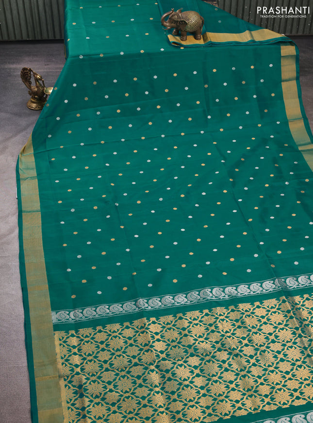 Teal Green  Uppada Silk Saree -  Buttas