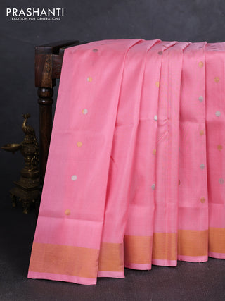 Peach Pink  Uppada Silk Saree-  Buttas
