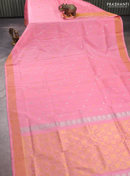 Peach Pink  Uppada Silk Saree-  Buttas