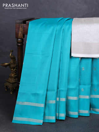 Teal Blue Uppada Silk Saree - Buttas