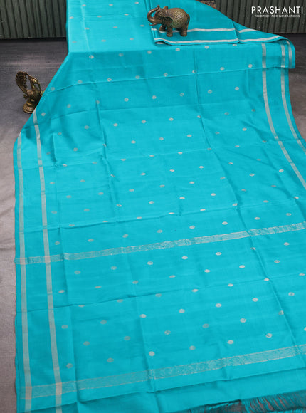 Teal Blue Uppada Silk Saree - Buttas