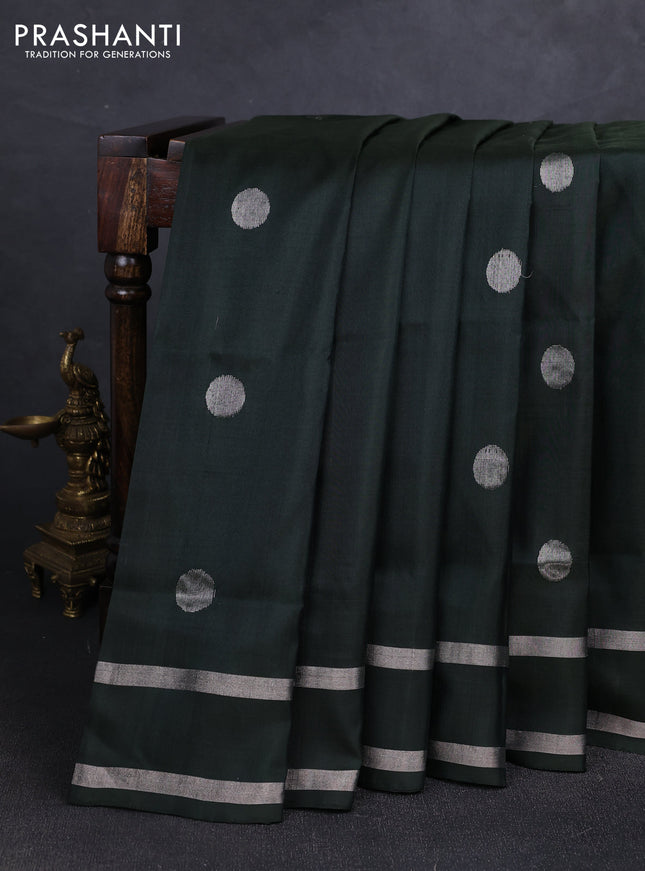 Olive green  Uppada Silk Saree - Coin Buttas