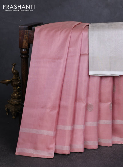 Pastel Pink  Uppada Silk Saree - Coin Buttas