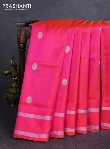 Pink  Uppada Silk Saree - Coin Buttas