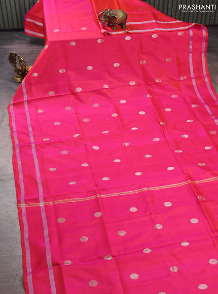 Pink  Uppada Silk Saree - Coin Buttas