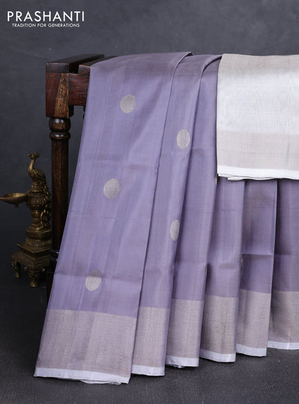 Grey  Uppada Silk Saree- Coin Buttas