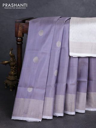 Grey  Uppada Silk Saree- Coin Buttas