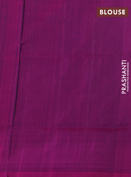Navy Blue & Magenta Pink Uppada Silk Saree - Coin Buttas