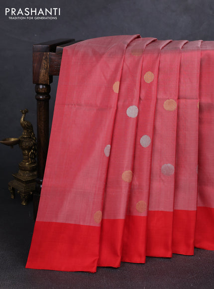 Red   Uppada Silk Saree-Coin Buttas