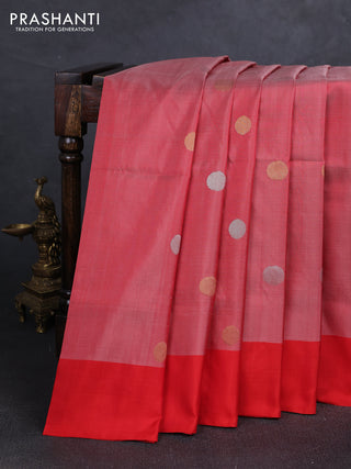 Red   Uppada Silk Saree-Coin Buttas