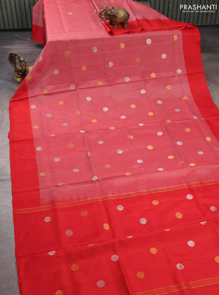 Red   Uppada Silk Saree-Coin Buttas