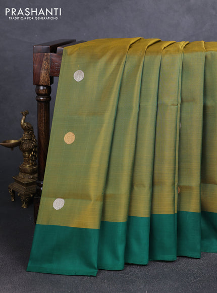 Mehendi Green  Uppada Silk Saree - Coin Buttas