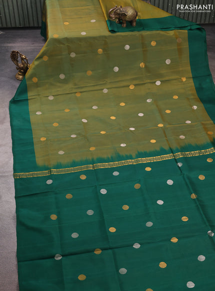 Mehendi Green  Uppada Silk Saree - Coin Buttas