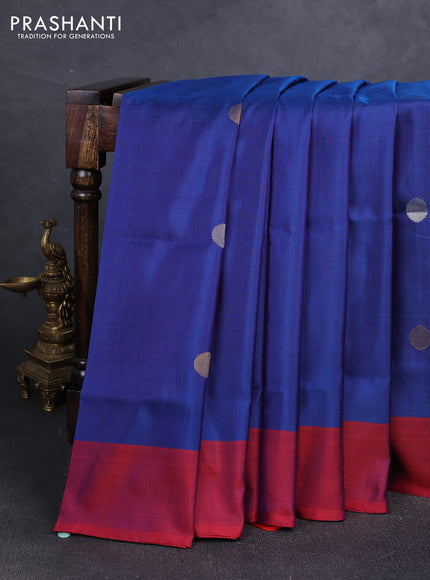 Blue & Maroon Uppada Silk Saree - Coin Buttas