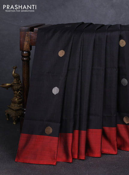 Black & Red Uppada Silk Saree - Coin Buttas