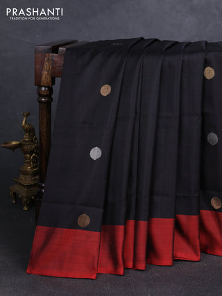 Black & Red Uppada Silk Saree - Coin Buttas
