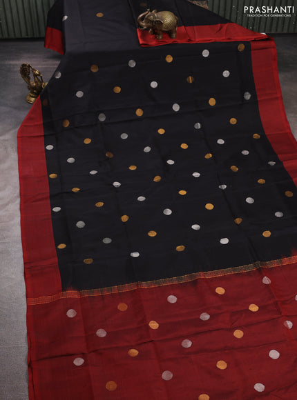 Black & Red Uppada Silk Saree - Coin Buttas