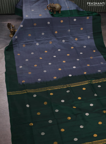 Grey & Green Uppada Silk Saree - Coin Buttas