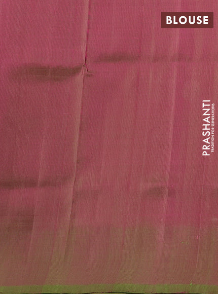Pink & Green Uppada Silk Saree - Coin Buttas