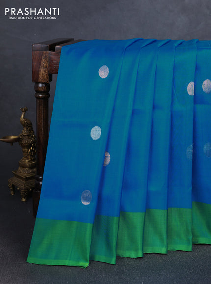 CS Blue & Green Uppada Silk Saree - Coin Buttas