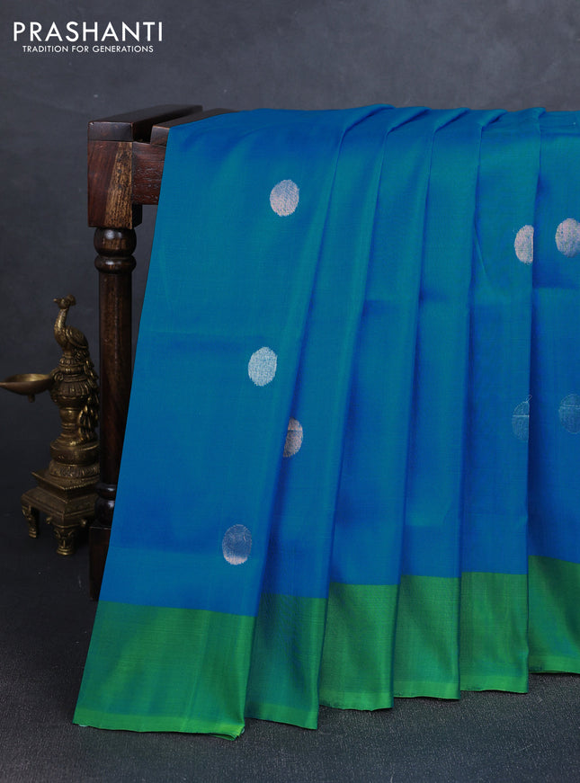 CS Blue & Green Uppada Silk Saree - Coin Buttas