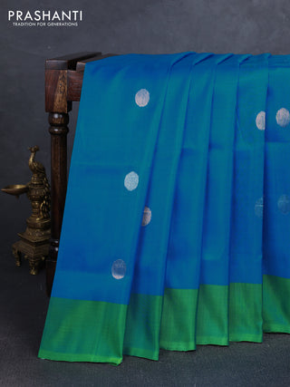 CS Blue & Green Uppada Silk Saree - Coin Buttas