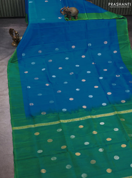 CS Blue & Green Uppada Silk Saree - Coin Buttas